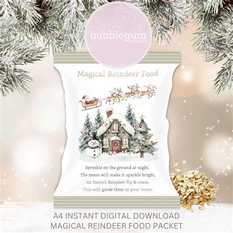 Magical Reindeer Food Packet  Printable A4 Magical Reindeer Food