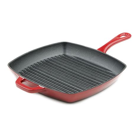 Lodge Ecsgp43 10 Square Cast Iron Grill Pan W Matte Black Enamel