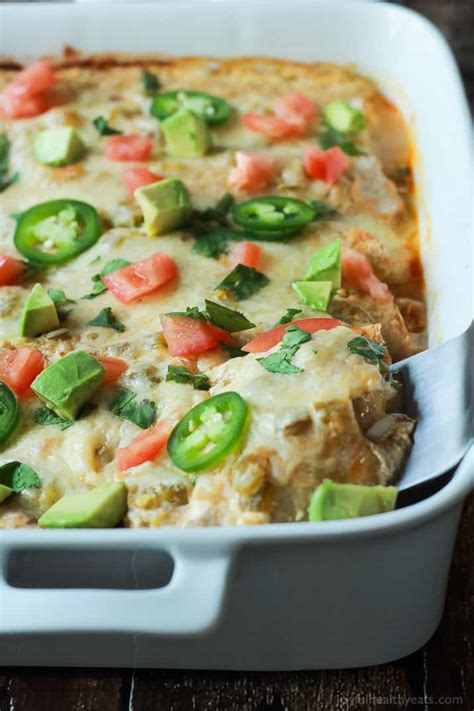 Easy Chicken Enchilada Recipe With Creamy Green Chili Sauce Easy Healthy Recipes