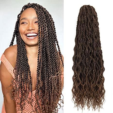 Inch Wavy Senegalese Twist Crochet Hair Braids Wavy Ends Synthetic