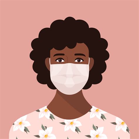 Portrait of a Black Woman Wearing a Face Mask 1220910 Vector Art at ...