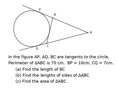 In The Figure Ap Aq Bc Are Tangents To The Circle Perimeter Of