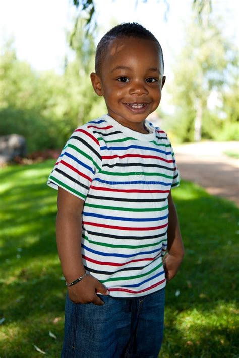 Cute Little African American Baby Boy Smiling Stock Image - Image of ...