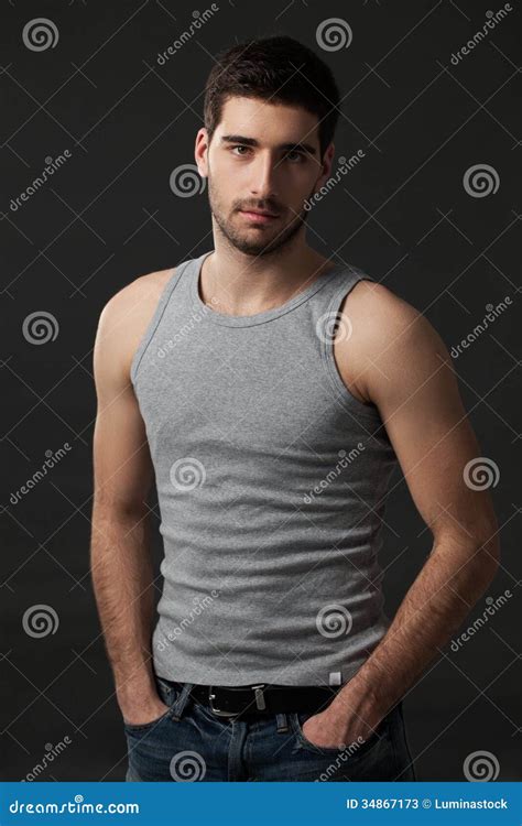 Cool Handsome Caucasian Man Stock Image Image Of Hands Adult 34867173