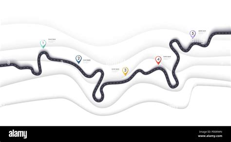 Road Map Infographics Template Winding Road Timeline Illustration