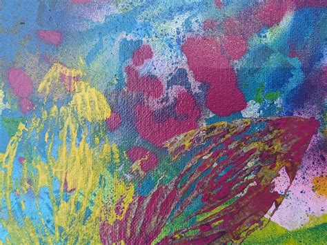 Pink Yellow Blue Original Abstract Canvas Painting Wall Art | Etsy