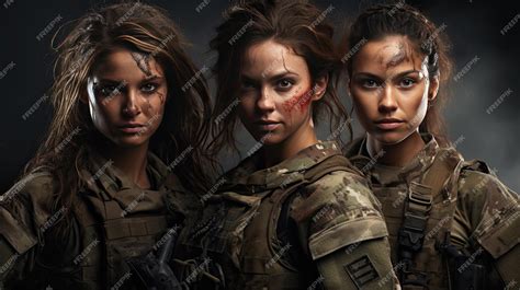 Premium Photo | Two Women in Military Uniforms Standing Together