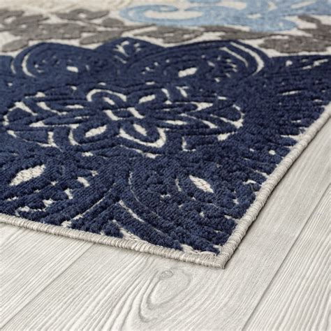 Tayse Oasis 9 X 12 Ft Blue Indooroutdoor Area Rug Oas1306 9x12 At