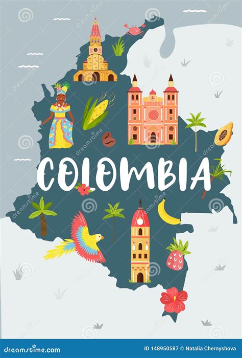 Mapa Colombia Ilustracion Detallada De Un Mapa De Colombia Con Bandera