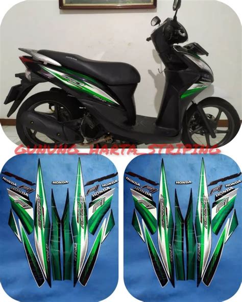 Striping Stiker Lis Body Motor Full Set Honda Spacy FI Helm In 2013