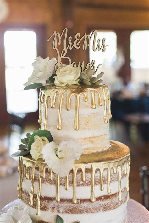 Gold Drip Wedding Cake Rustic Blue Green Wedding From Breanna