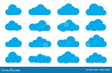 Icono De Conjunto De Nube En Color Azul Aislado En Fondo Blanco Vector