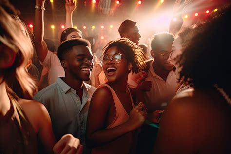 Gros plan de jeunes afro américains faisant la fête dans un pub ou une