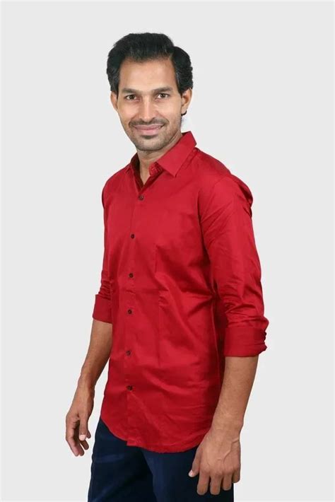 Shirts And T Shirts Plain Red Shirt Full Sleeves Formal Wear At Rs 350