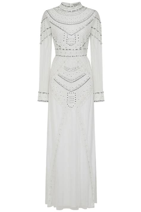 Bertha White Embellished Maxi Dress Frock And Frill