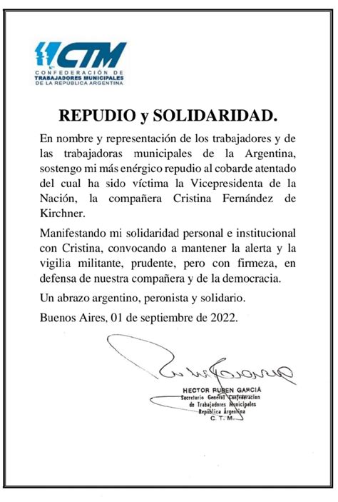 Ctmargentina On Twitter Comunicado De Nuestro Secretario General