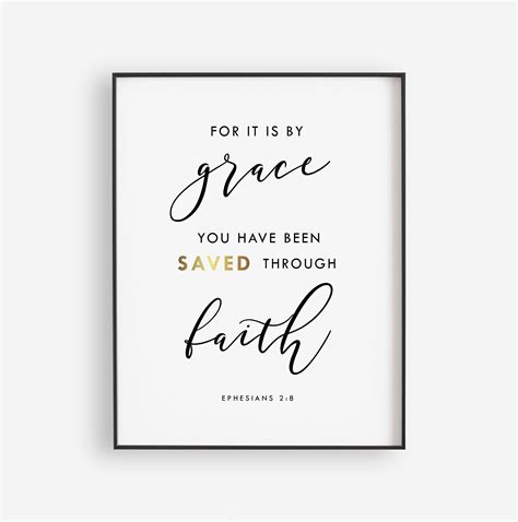 Ephesians 2:8 by Grace Through Faith Bible Verse Wall Art - Etsy