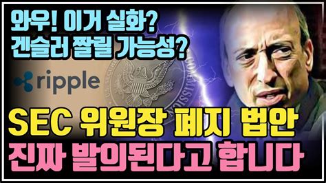 겐슬러 짤릴 가능성 Sec 위원장 폐지 법안 발의 크립토 블라블라 Youtube