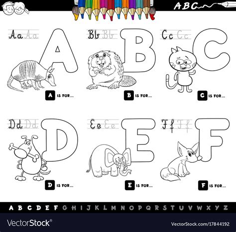 Educational cartoon alphabet letters for coloring Vector Image