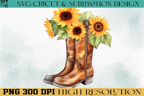 Cowboy Boot Sunflower Png Sublimation Graphic By Diy Crafts Ideas