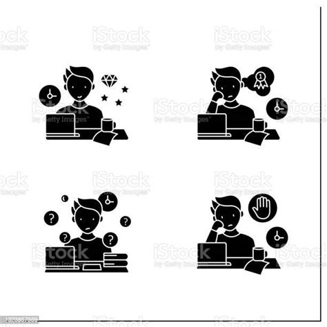 Procrastination Glyph Icons Set Stock Illustration Download Image Now