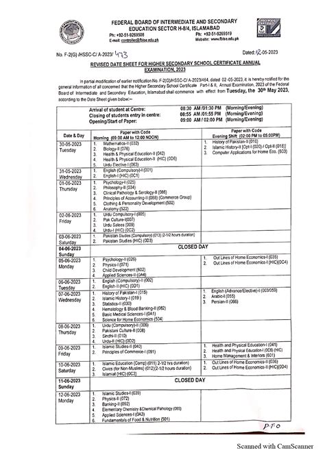 Fbise Date Sheet Class Image To U