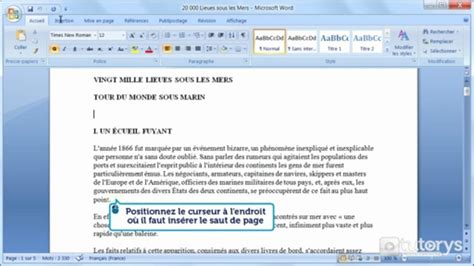 Comment insérer un saut de page avec Word 2007 Vidéo Dailymotion