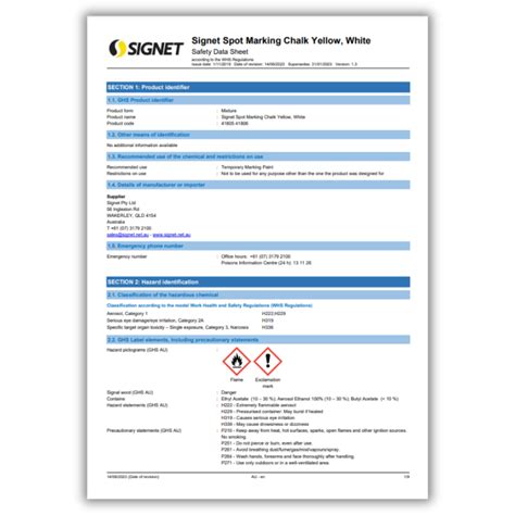 Spot Marking Spray Msds