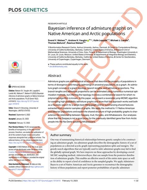 PDF Bayesian Inference Of Admixture Graphs On Native American And