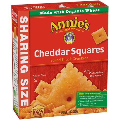 Annie S Homegrown Cheddar Squares Baked Snack Crackers Case Of 12 10 Oz