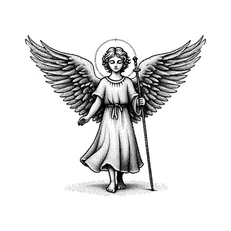 An Angel With A Cross On Its Head Premium Ai Generated Vector