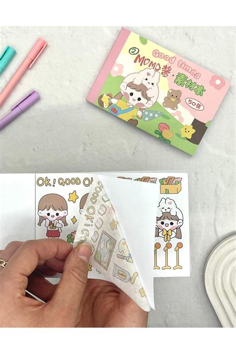 Kağıt Gemi Dükkan Kawaii 50 Yaprak Pembe Momo Defter Sticker Çıkartma