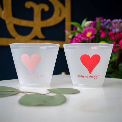 Personalized Clear Frost Flex Party Cups Heart Shatterproof Cup