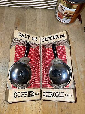 James Bregenzer Vintage Brillium Frying Pan Salt Pepper Shakers NOS