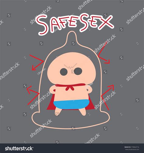 Cartoon Condomsuper Hero Condom Safe Sexprevent Stock Vector Royalty