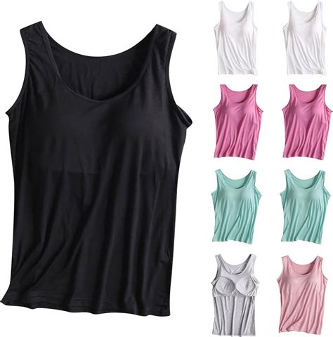 Tank Tops With Built In Bras Padded Womens Tanks And Camis 2024 Shelf Bra Tank Tops Plus Size