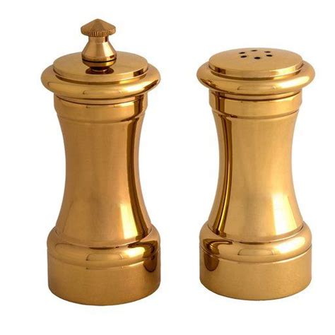 Gold Plated Brass Pepper Mill And Salt Shaker Molinillos De Pimienta