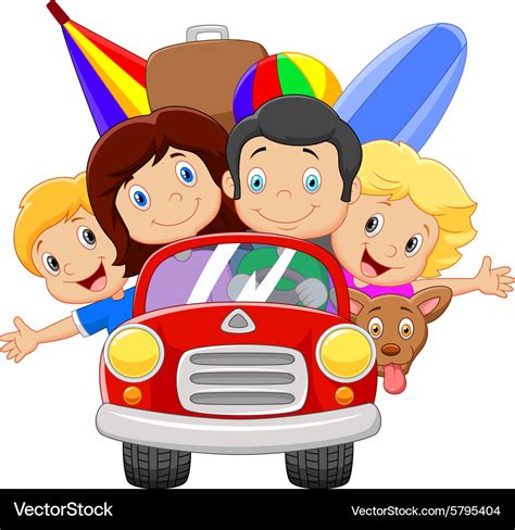 Cartoon vacation with family Royalty Free Vector Image