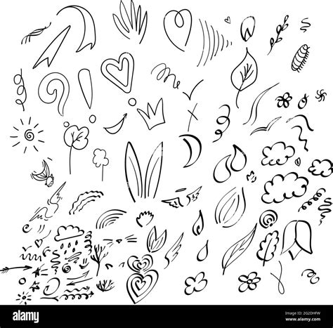 set abstract elements vector hand drawing element doodle stock vector