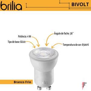 Kit 8 Lampada Brilia Dicroica Gu10 4w Bivolt Branco Frio Leroy Merlin