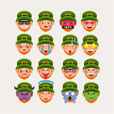 Set of Leprechaun emoji sticker 1978706 Vector Art at Vecteezy