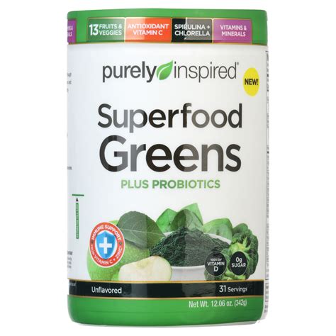 Purely Inspired Superfood Greens Probiotics Immune Support Powder Unflavored 31 Servings