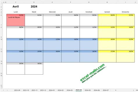 Calendrier Scolaire 2023 2024 Excel Et PDF Modifiable Et Gratuit