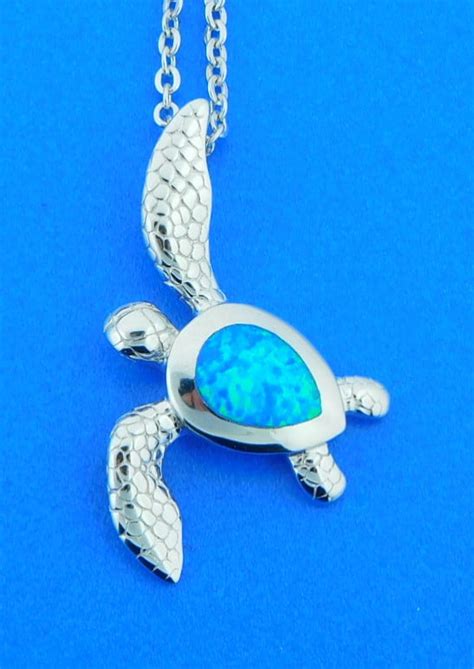 Alamea Sea Turtle Pendant Sterling Silver Opal Island Sun Jewelry