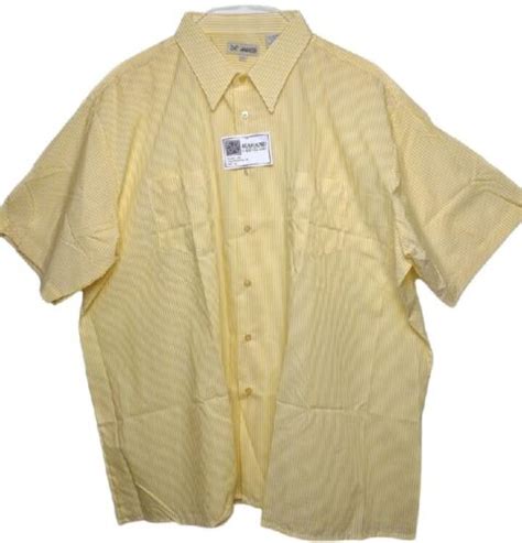 Haband Shirt Mens Yellow Striped Short Sleeve Pocket New Vtg 4XL READ