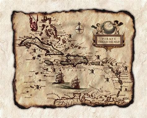 Ancienne Carte Au Tr Sor Pirates Art Des Cara Bes Carte Antique Des