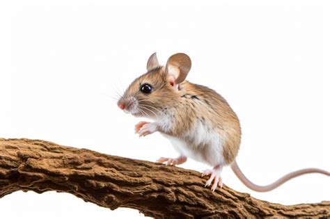 Premium AI Image A Small Mouse Sitting On A Tree Branch