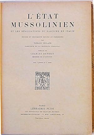 L Etat Mussolinien Et Les R Alisations Du Fascisme En Italie Von