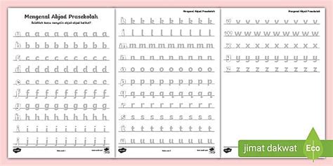 Latihan Prasekolah Huruf Menulis Huruf Kecil Twinkl