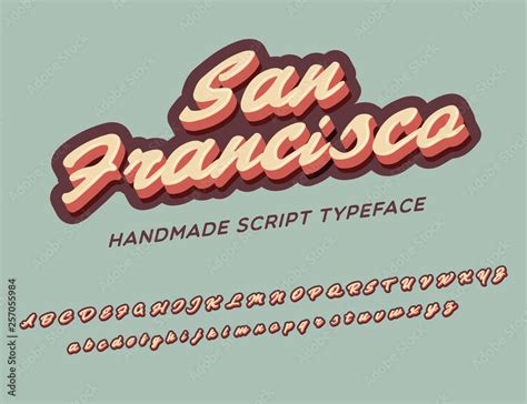 San Francisco. 3D vintage script font. Retro typeface. Vector font illustration. Comics style ...